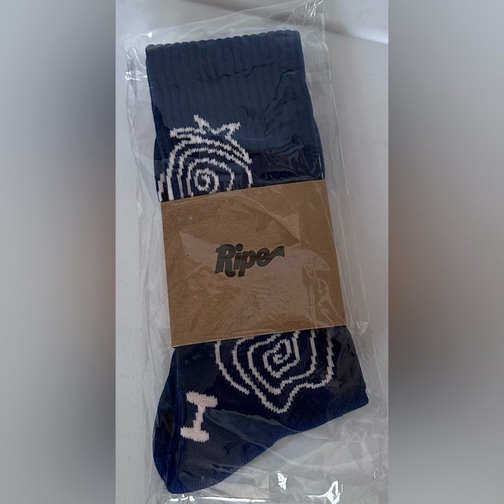 *NEW* Ripe Band Navy and White Patterned Socks
